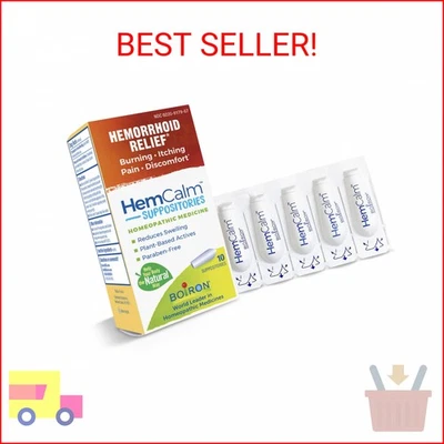 Boiron HemCalm Suppositories for Hemorrhoid Relief of Pain, Itching, Swelling or - Image 1 of 2
