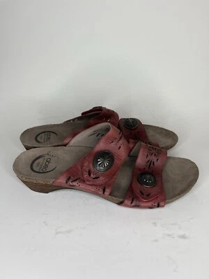 Sandalias de cuero amapola Abeo Biosystem para mujer talla 10N ajustables con tiras rojas oxidadas Foto 1 de 4