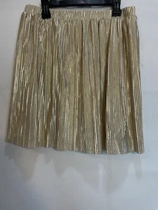 Wonder Nation Girl's Size XL (14-16) Pleated Metallic Gold Skirt - Picture 1 of 22