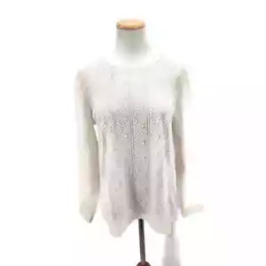 Top blusa H&M colore avorio pizzo trasparente manica lunga taglia L - Foto 1 di 4