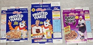 3  1994 95 Brett Hull Kellogg's Cereal Box NHL Sticker Offer , Poster & Tips