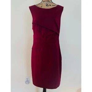 Ann Taylor Burgundy Wine Berry Sleeveless Cotton Side Zipper Fitted Dress 10 NEW - Picture 1 of 9