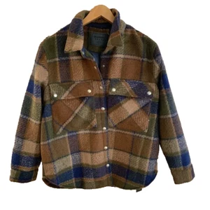 REVOLVE Brown Plaid Flannel Shacket BLANKNYC Women's Size L NEW - Picture 1 of 7