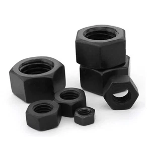 M8 M10 M12 M14 M16 M18 M20 Fine Pitch Hexagon Full Nuts Black High Tensile - Picture 1 of 7