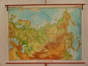 Nordasien Sowjetunion UdSSR Russland Ukraine Sibirien 1977 Wandkarte 239x183cm - Bild 1 von 7
