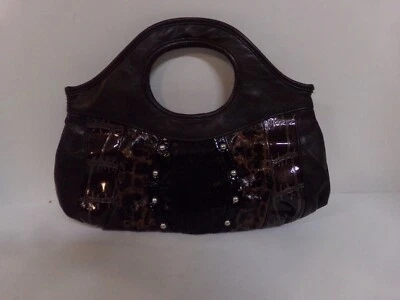 Cato Handbag Women Small Faux Patent Leather Satchel Lined Purse Bag & Leopard - Image 1 of 4