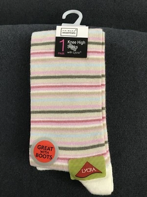 PRIMARK women's Knee Highs Socks Sz 4-7 UK , Eur 37-41  Cream color with LYCRA - Image 1 of 4