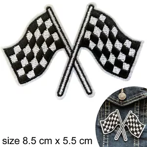 Checkered Flags Iron on patch - formula one race finish f1 flag iron-on patches - Picture 1 of 3