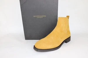 NWB Scotch & Soda Picaro Men's Ankle Mustard Suede Chelsea Zip Boots Uk 8 Eur 42 - Picture 1 of 18