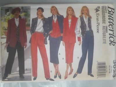 Jacket Vest Skirt Pants 12 14 16 Butterick 3023 Sewing Pattern Picone Wardrobe - Image 1 of 4