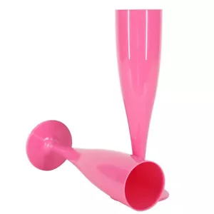 100 x Pink Prosecco Flutes 175ml Champagne Glasses Biodegradable Plastic Pack - Picture 1 of 6