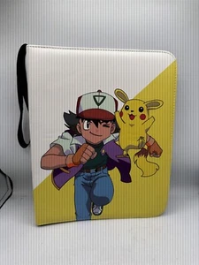 VINTAGE POKEMON & ASH PADDED 3-RING BINDER HOLDS 9-CARD SHEETS INCLUDED ZIPPERED - Picture 1 of 11