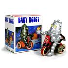 BABY ROBOT ON TRICYCLE Wind Up Toy Tin Metal and Plastic Retro Litho NEW MS013