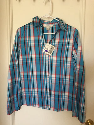 Camisa informal de seda a cuadros de esquina para mujer Foto 1 de 4