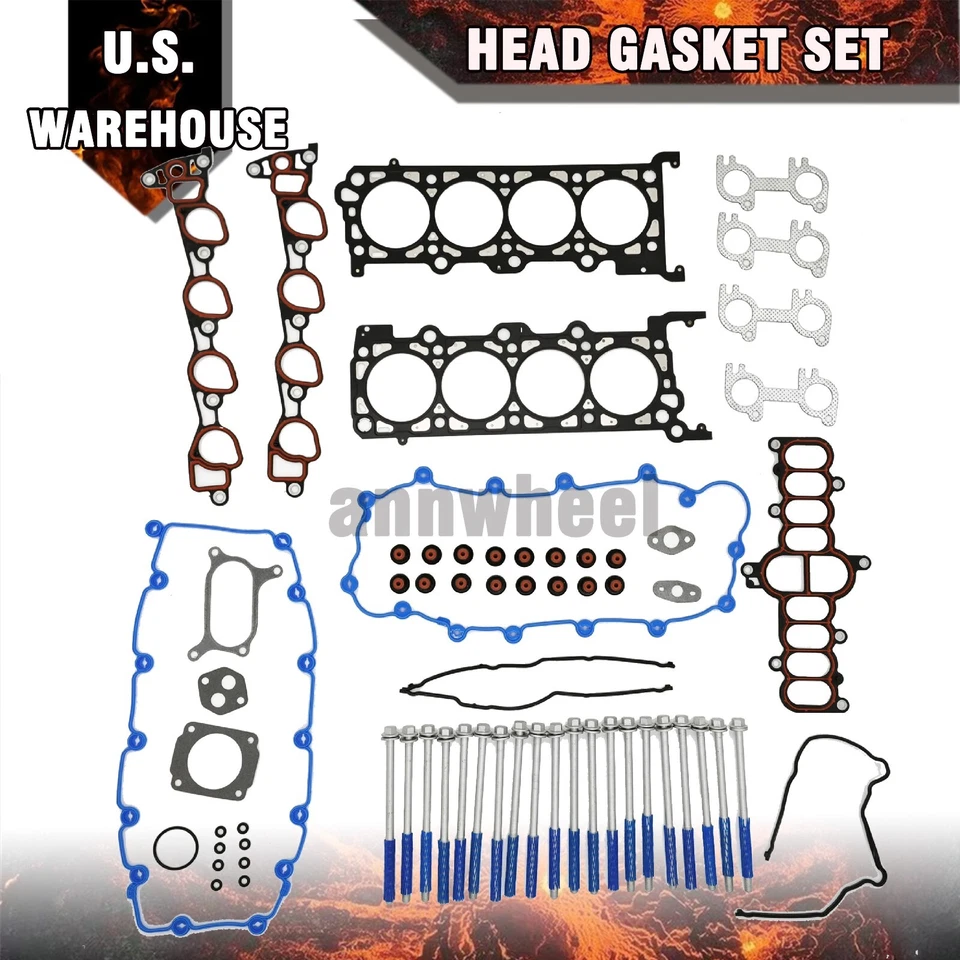 Juego de pernos de junta de culata para 97-99 Ford E250 E350 Econoline F150 Lincoln 4,6 L SOHC Foto 1 de 4