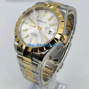 PARNIS 39mm Silver dial case sapphire crystal date window automatic Mens watch - Picture 1 of 6