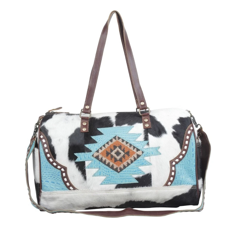 Myra Bag Ladies D'aventure Cowhide Turquoise Traveler Bag S-4775