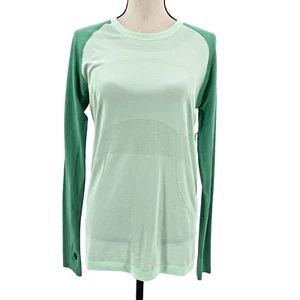 NWT Lululemon Run Swiftly Long Sleeve Mint Green Womens 10 Thumbholes Stretch - Picture 1 of 11