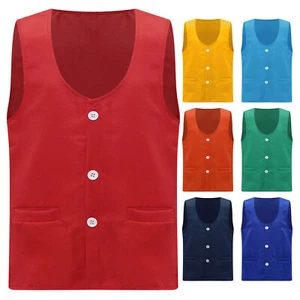 Unisex Kids Vest With Pockets Waistcoat Outerwear Jacket Sleeveless V Neck Boys - Picture 1 of 50