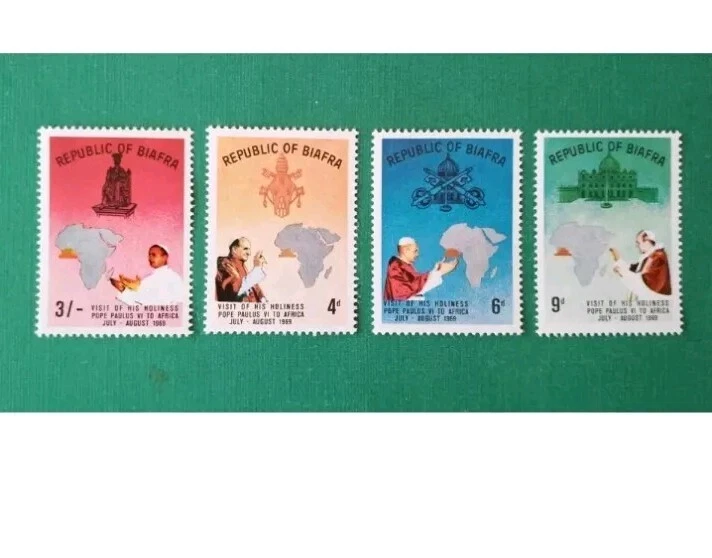 Biafra Série 4 valeurs Visite du Pape 1968 Neuf MNH  - Photo 1/1