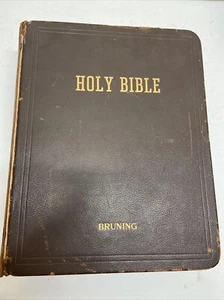Antique 1800s Holy Bible Old and New Testament Bruning Family Large Size - Picture 1 of 12