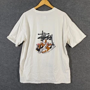 Stussy Shirt Mens XL White Black Tee Spell Out Sneakers Vintage Y2K 2000s Street - Picture 1 of 15