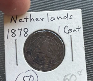 1878 Netherlands 1 One Cent - Picture 1 of 2