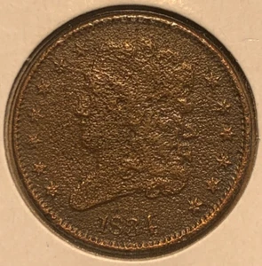 1834 halber Cent (G/Sehr guter Zustand Details) ~ klassischer Kopf ~ 1/2 Penny/Cent Kupfer USA Münze - Bild 1 von 6