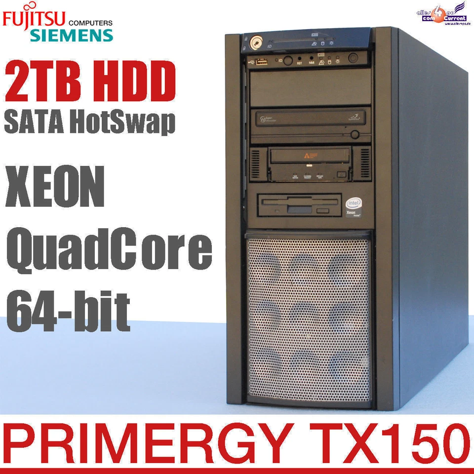64-BIT QUADCORE PROFI SERVER FSC PRIMERGY TX150 S6 RAID HOTSWAP 2TB HDD TAPE OK! - Bild 1 von 1
