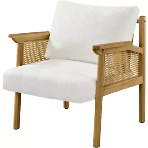 Boucle Upholstered Accent Chair Lounge Chair for Living Room Reading Nook White - Picture 1 of 12