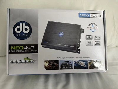 DB DRIVE NEO4v2 4 CHANNEL CLASS D FULL RANGE MARINE, CAR, HARLEY AMP 1250 WATTS - Image 1 of 3