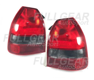 CHROME w/ RED SMOKE TAIL LIGHT SET FOR HONDA CIVIC DX CX 3DR HATCHBACK 1996-2000 - Picture 1 of 3