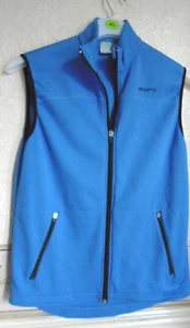 Blue Fleece Backed Zip Up Gilet Black Trim Lightweight Size S By Craft. FAB COND - Picture 1 of 5