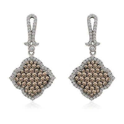LeVian 14K White Gold H-I SI2 Chocolate Diamond 1.2 cts Earrings - Image 1 of 4