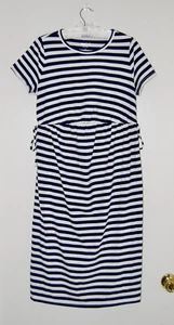 NWT Isabel Maternity Navy Blue Striped SS Knit Maternity Dress sz S - Picture 1 of 10