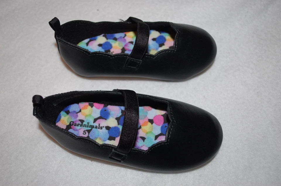 Bebés Niñas Zapatos NEGRO MARY JANES BALLET FLATS Correa Elástica Borde festoneado Talla 3 Foto 1 de 1