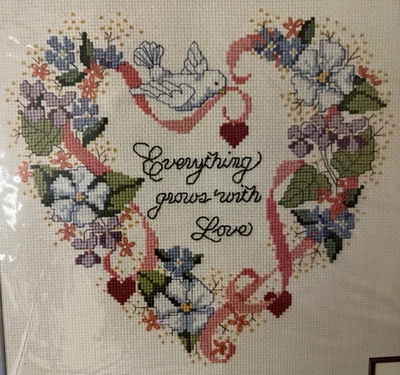 Kit de punto de cruz contado dimensiones 3555 corazón amor crecer regalo de boda 10" x 10" Foto 1 de 4