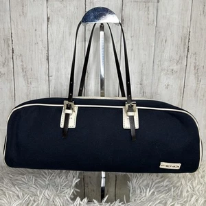 Fendi Logo Shoulder Bag Mini Boston Navy - Picture 1 of 20