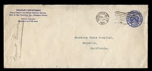 U.S.PENALTY COVER  TREASURY DEPT. MARINE HOSPITAL S.F. cds SAN FRAN.CAL.1905 - Picture 1 of 4