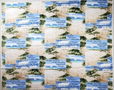 "Pegadas na Areia" #4283 Tecido de Algodão 36" X 46" ©1984 Molas Estado perfeito - Imagem 1 de 3