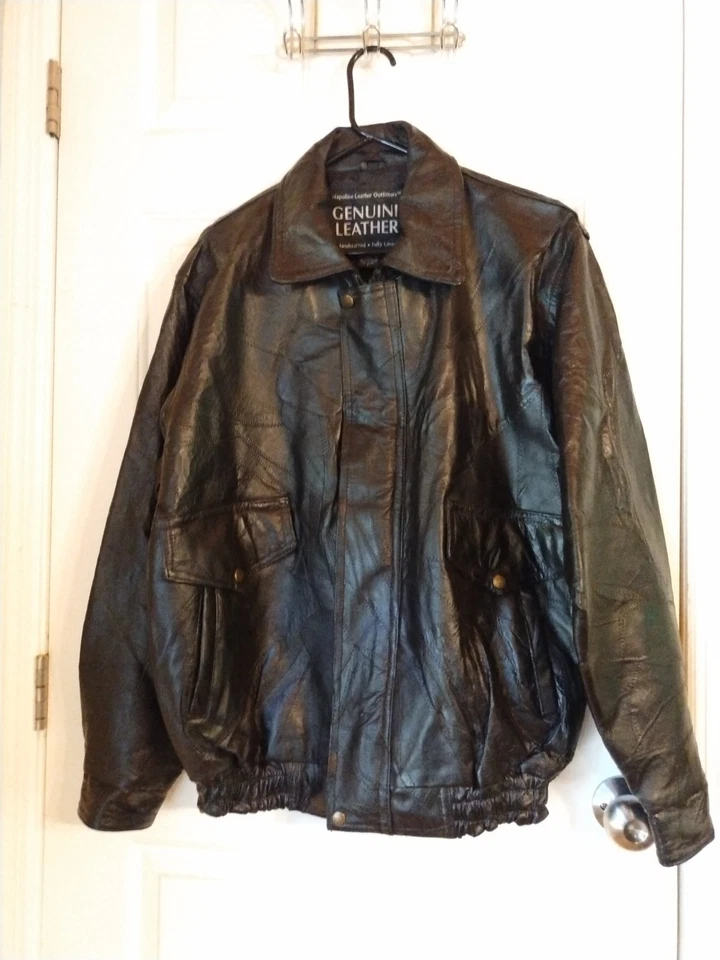 Chaqueta de Motociclista Napoline Leather Outfitters Hombres Grande De Colección Genuina Retazos Y2K Foto 1 de 4