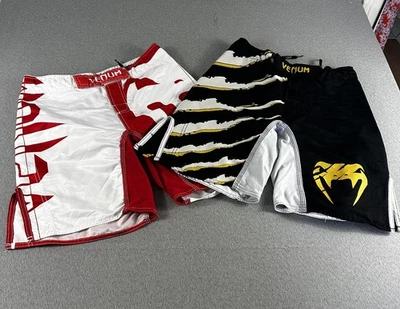 Lote x2 shorts masculinos vintage Y2K Venum 30 vermelho branco claro Sparring MMA BJJ luta livre - Imagem 1 de 4