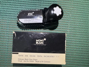 Mont Blanc Bottle Black Ink Inchiostro NERO Vintage Montblanc Fountain Pen NEW - Foto 1 di 2