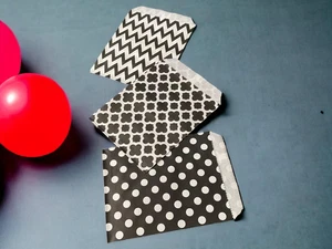 Pack of 75 Black & White Party Favor Bags: Assorted Chevron, Polka Dot, Tile 7x5 - Picture 1 of 4