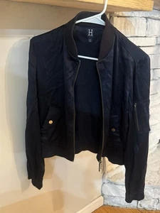 Tommy Hilfiger Mujer’s 100% Seda Chaqueta Bomber Pequeña Azul Marino Satinado Cremallera - Imagen 1 de 5