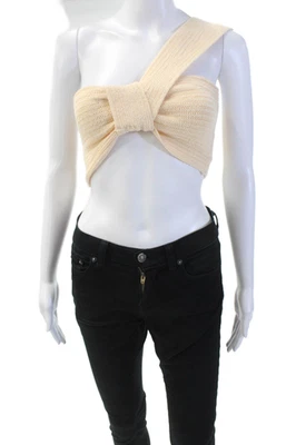 A.L.C. Top de mujer tejido nudo torcido con un hombro beige algodón talla extra pequeña Foto 1 de 4