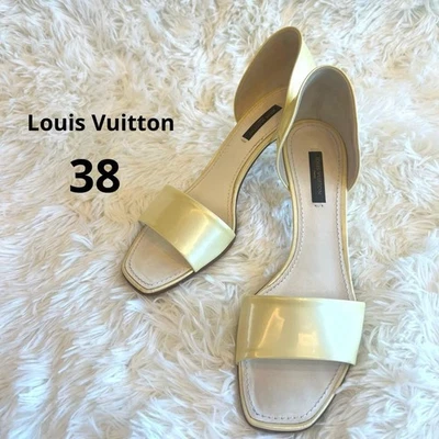 LOUIS VUITTON Bombas Tacón Cuero Amarillo EU38/US8 110713c - Imagen 1 de 4