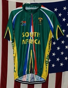 South Africa Cycling Jersey Shirt Mens Large Full Zip Short Sleeve Green NWOT - Picture 1 of 2