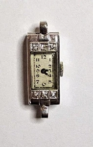 14K Solid Gold Art Deco Diamond Ladies Watch IRA 17 Jewels Wind Up Vintage - Picture 1 of 10