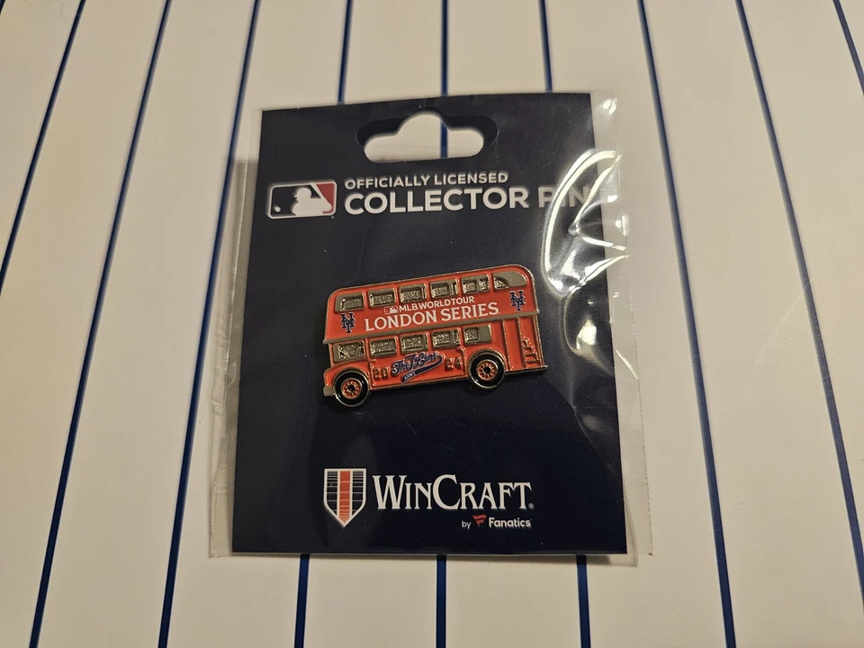 NEW-MLB World Tour-2024 London Series Pin -London Red Bus-New York Mets - Image 1 of 1